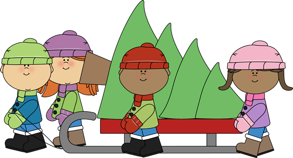 kids-pulling-christmas-tree-on-sled