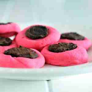 Pink Thumbprint Cookies with Whiskey Ganache 