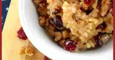 10 Minute Eggnog Rice Pudding with Cranberries