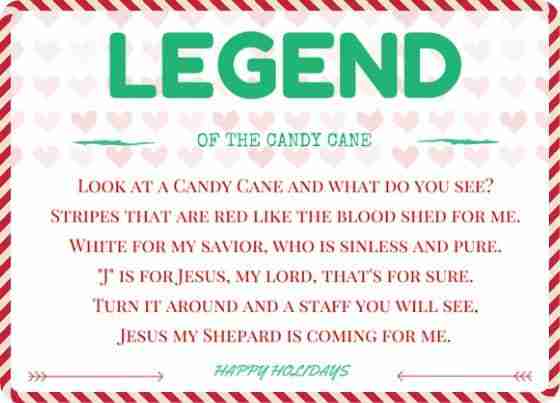Legend of the Candy Cane Christmas Card Printable