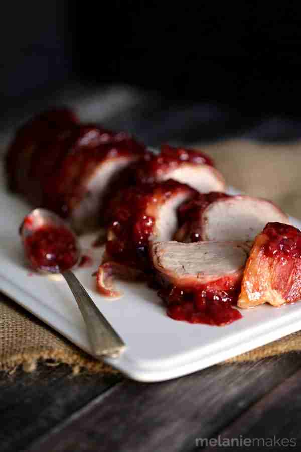 Bacon Wrapped Cherry Merlot Pork Tenderloin