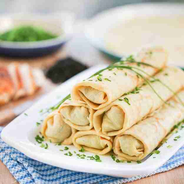 Chicken and Chive Rolled Crepes | Thirsty for Tea