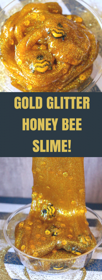 Gold Glitter Honey Bee Slime Recipe