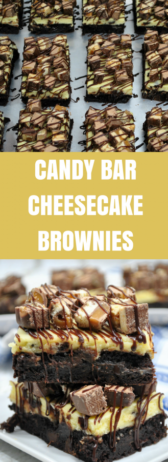Brownie Ganache Candy Bar Cheesecake Bars