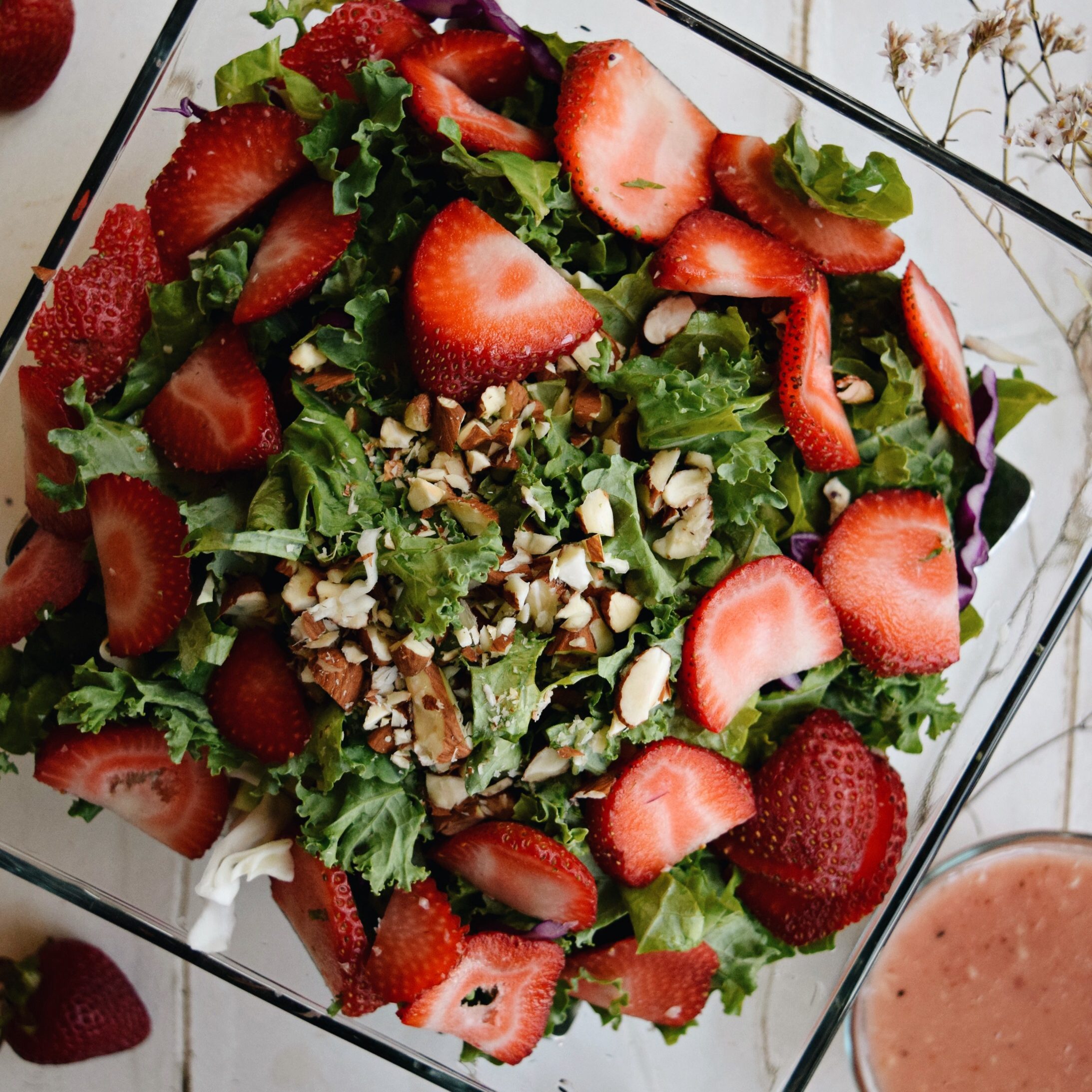 Kale Salad with Strawberry Viniagrette